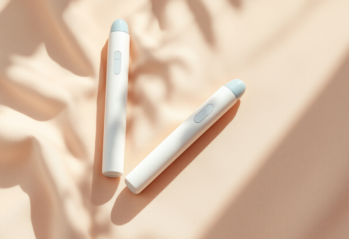 Two pens of similar shape side by side on neutral background